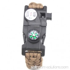 LED Light Outdoor Survival Camo Paracord Bracelet Flint Fire Starter Compass NEW (Blue)